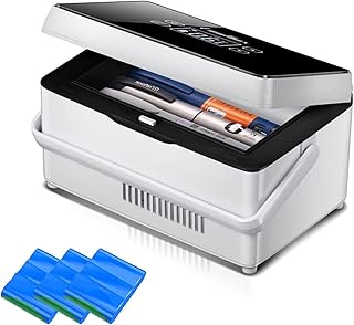 Medikamente Kühlschrank, Insulin Kühlbox Tragbare mit 3 Batterien,Mini Intelligente Elektrische Thermostat Kühler Große Kältetechnik Raum für Auto, Reisen, Zuhause Medizinische Kühltasche