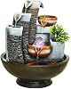 Indoor Fountain Indoor Soothing Fountain Three-Story Desktop Waterfall Soothing Water Sound Automatic Pump and Rotating Beads Can Feed Small Fish and Plants Indoor Tabletop Waterfall Fountain