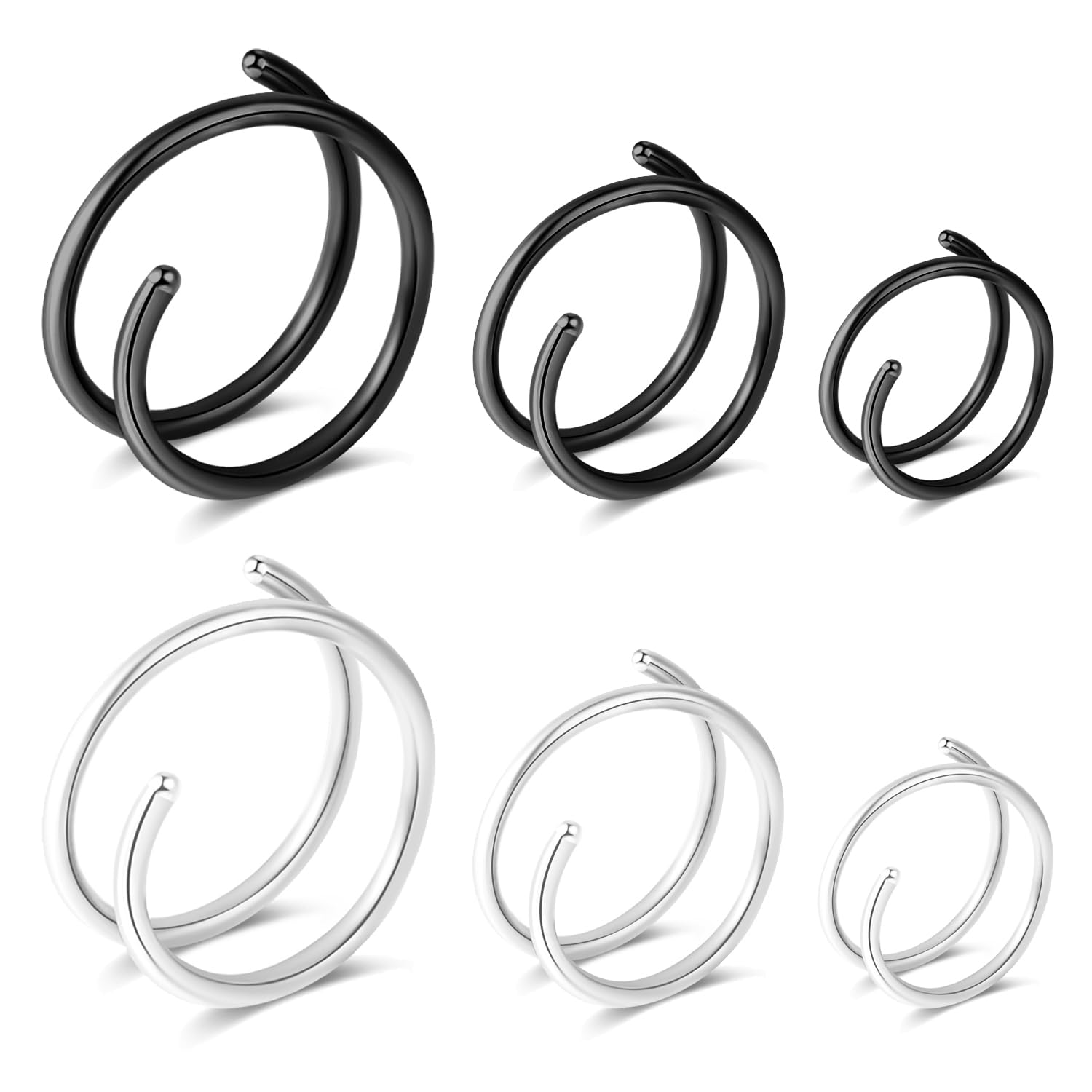 Fzroezz 1-15PCS Double Hoop Nose Ring for Single Piercing 18G 20G 22G Spiral Nose Rings Hoops 18 20 22 Gauge Surgical Steel Twist Nose Piercing Jewelry Nostril for Women Girls Men Hypoallergenic Pack (B0CJTYFBT3) Amazon Price History, Amazon Price Tracker