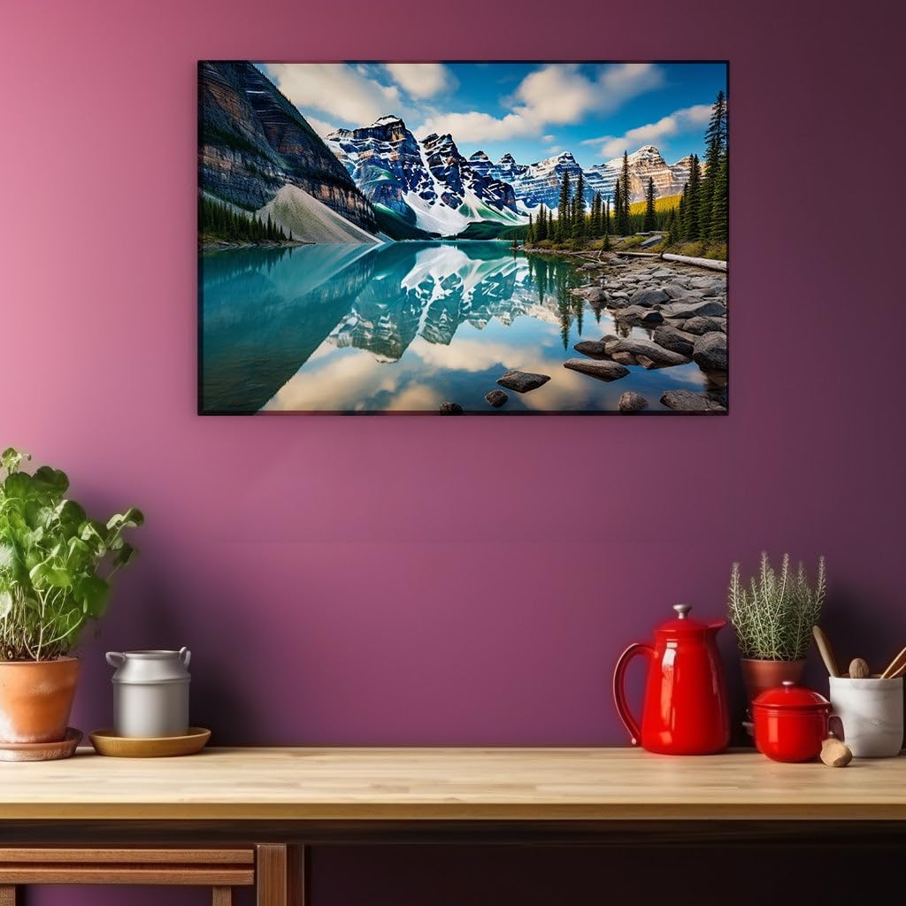 Canvas for Living room. Reflective Serenity: Unveiling Nature's Peaceful Harmony, 27 x 18 inch Canvas Wall Art - Contemporary Masterpieces - Modern Home Decor - 69x46 cm (27x18 inch)
