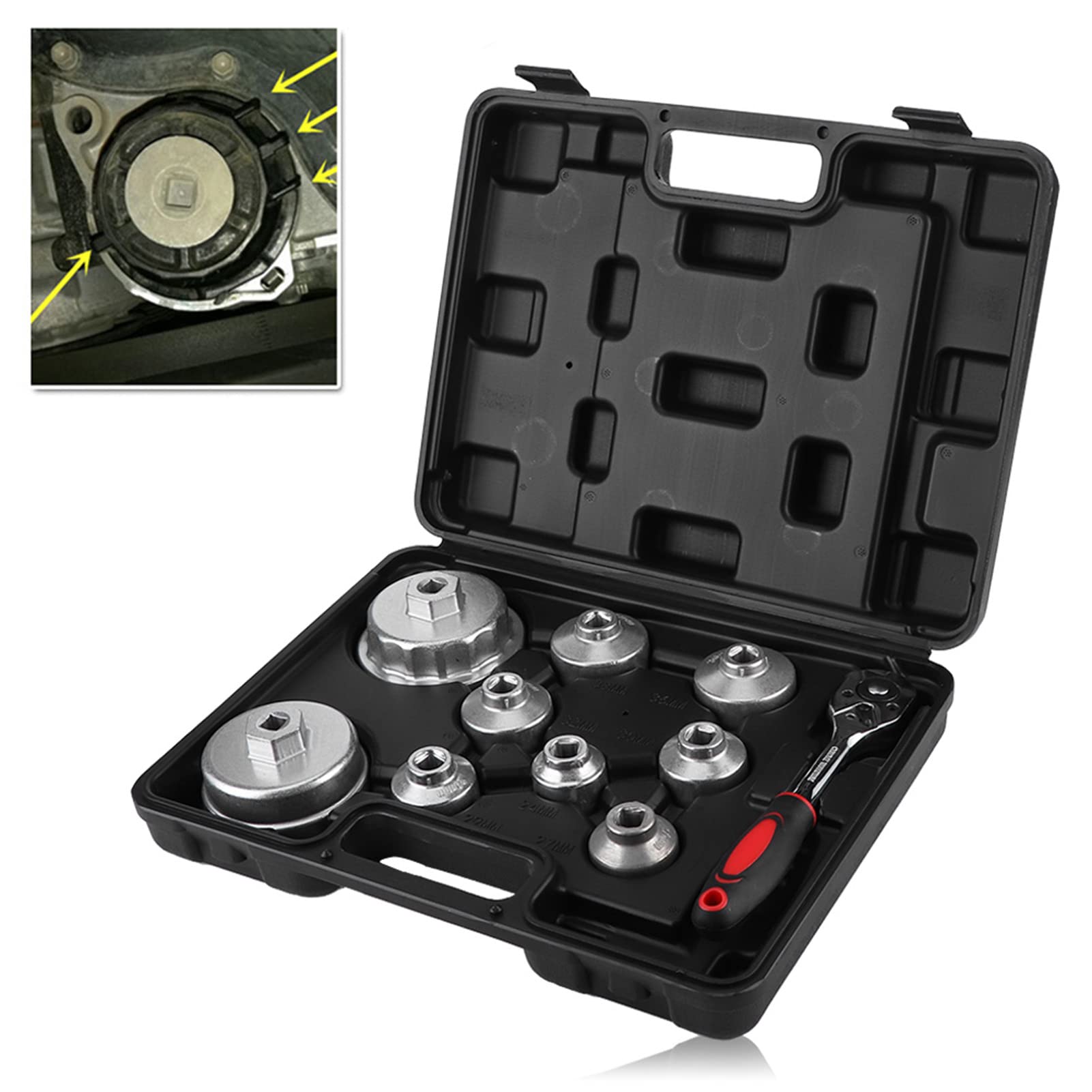 Llave para Filtro de Aceite, 10 Piezas Juego de Extracción de Filtro de Aceite Llave para Filtro de Aceite Extractor de Casquillo Herramienta de Extracción de Filtro de Aceite