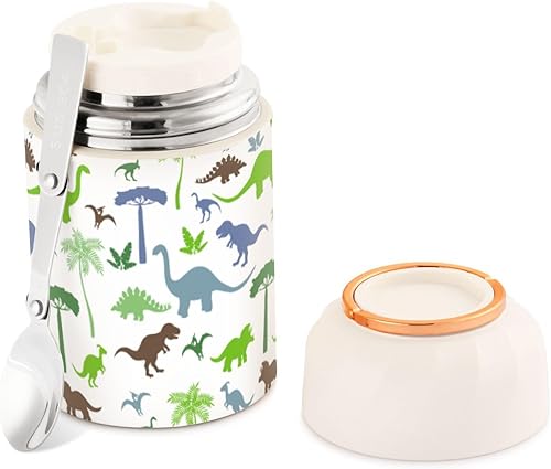 MCHIVER Dinosaurs - Tarro de comida con cuchara de acero inoxidable aislado al vacío, termo de 17 onzas para almuerzo disponible en Yaxa El Salvador