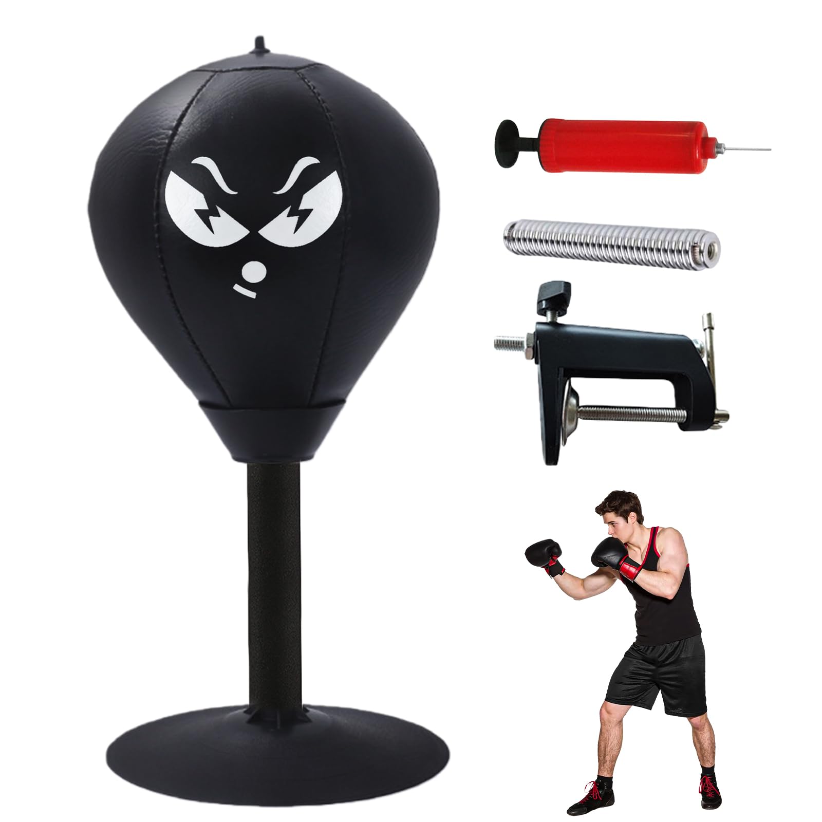 Sacco da scrivania da boxe da tavolo con forti ventose e morsetto da tavolo, per alleviare lo stress, per ufficio, punching, in piedi, regalo divertente per i colleghi dello chef, colore: nero