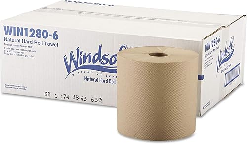Miniatura 2 de WINDSOFT 12806 Toallas de rollo de bobinado duro, 8 pulgadas x 800 pies, natural, 6 rollos/cartón (WIN12806)