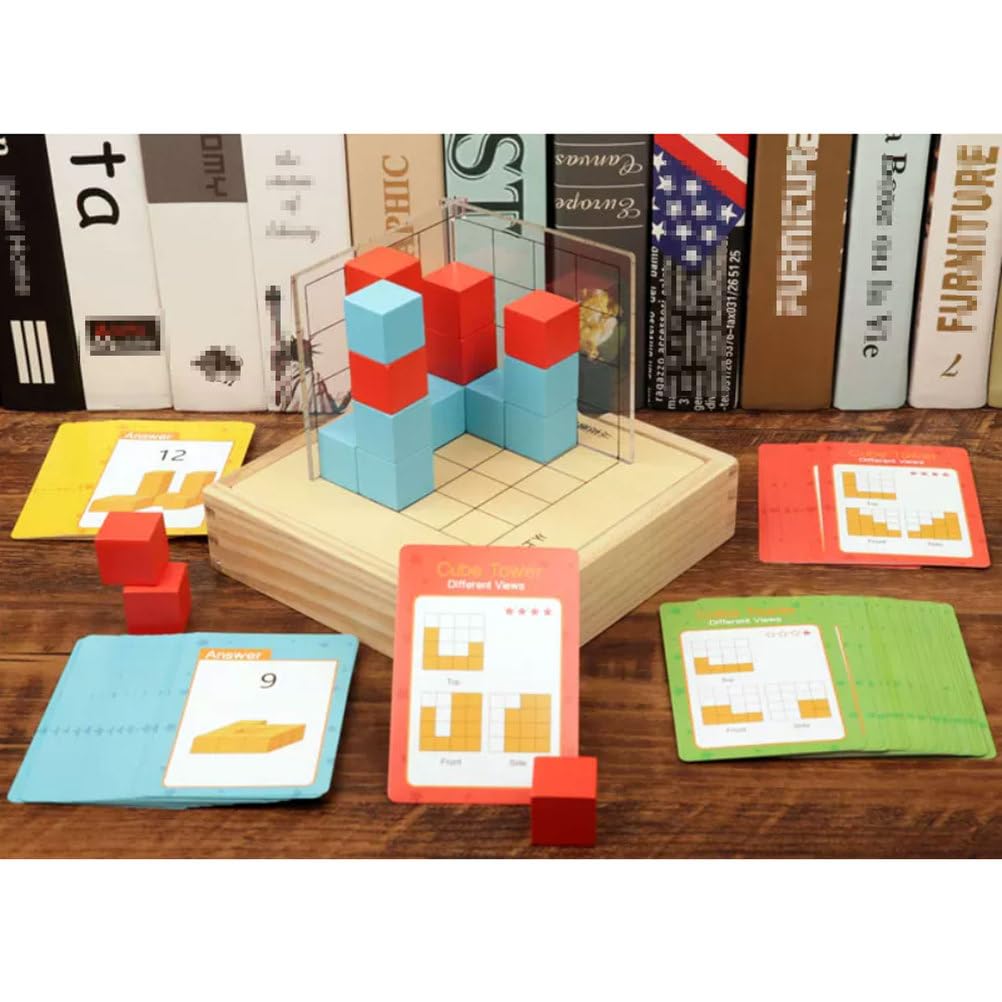 Set Osservazione Cubo Geometrico Montessori Legno Tre Viste