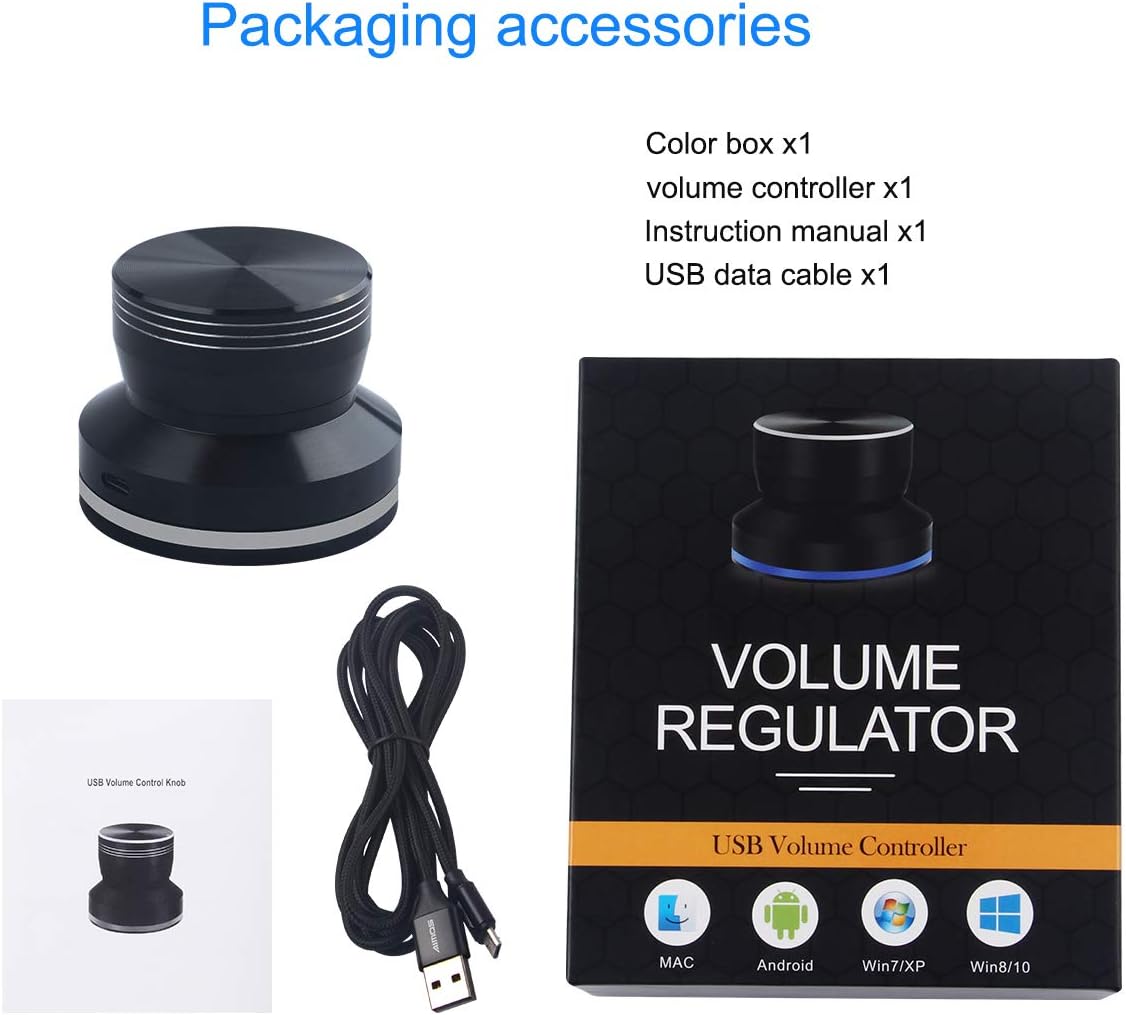 AIMOS USB Audio Volume Controller Knob, Volume Adjuster Rotary Computer Speaker Volume Control Switch For Win7/8/10/XP/Mac/Vista Android (Black)