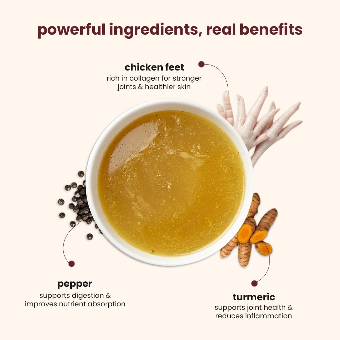 Nootie Chicken Bone Broth for Dogs & Cats | Slow-Simmered 12+ Hours | Collagen + Glucosamine | Gut Health & Joint Support | Hydrating Meal Topper | Preservative-Free | Pack of 3 2