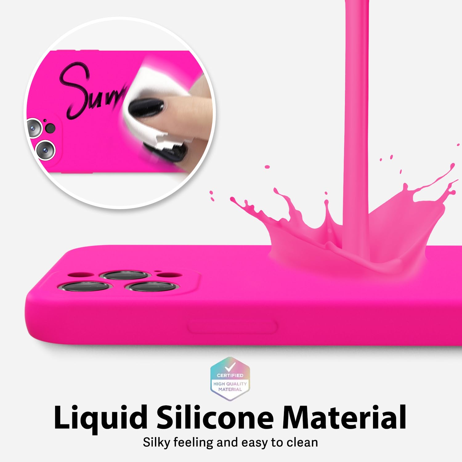 oakxco for iPhone 17 Pro Max Phone Case Liquid Silicone, Cute Thin Slim Grip Soft Rubber Gel for Women Men, Smooth Matte TPU Plain Solid Color Girly Simple Case with Camera Cover, Light Pink — view 844
