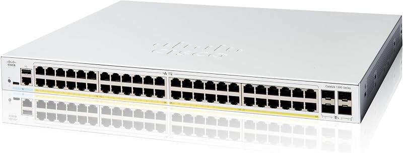 Cisco Catalyst 1200-48P-4G Smart Switch, 48 Port GE, PoE, 4x1GE SFP, Limited Lifetime Protection (C1200-48P-4G)