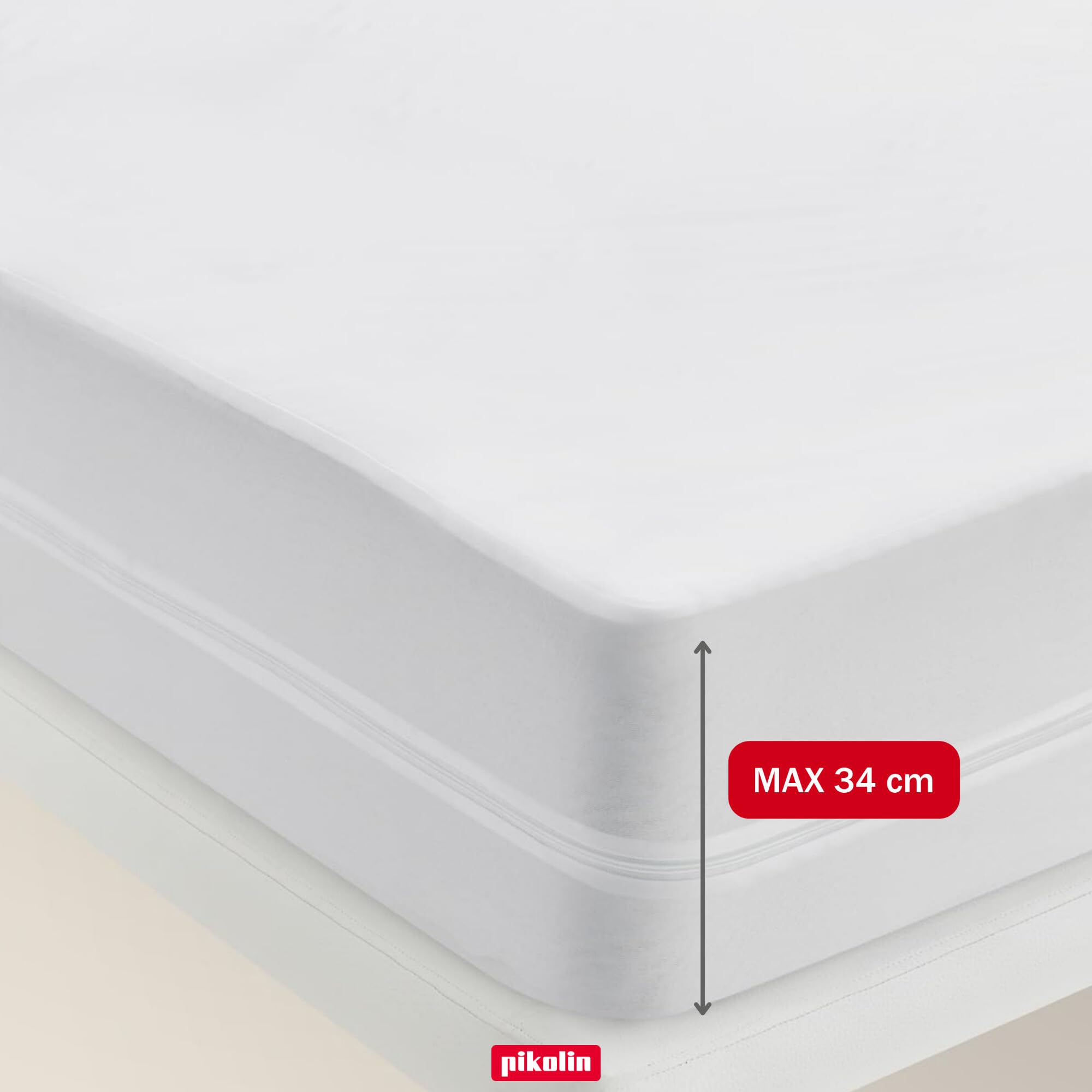 PIKOLIN - Coprimaterasso Matrimoniale King Size Impermeabile e Traspirante - Copre 6 Lati | Faldone Elastico fino a 34 cm | Silenzioso e Resistente per un Riposo Confortevole Fresco | Certificato