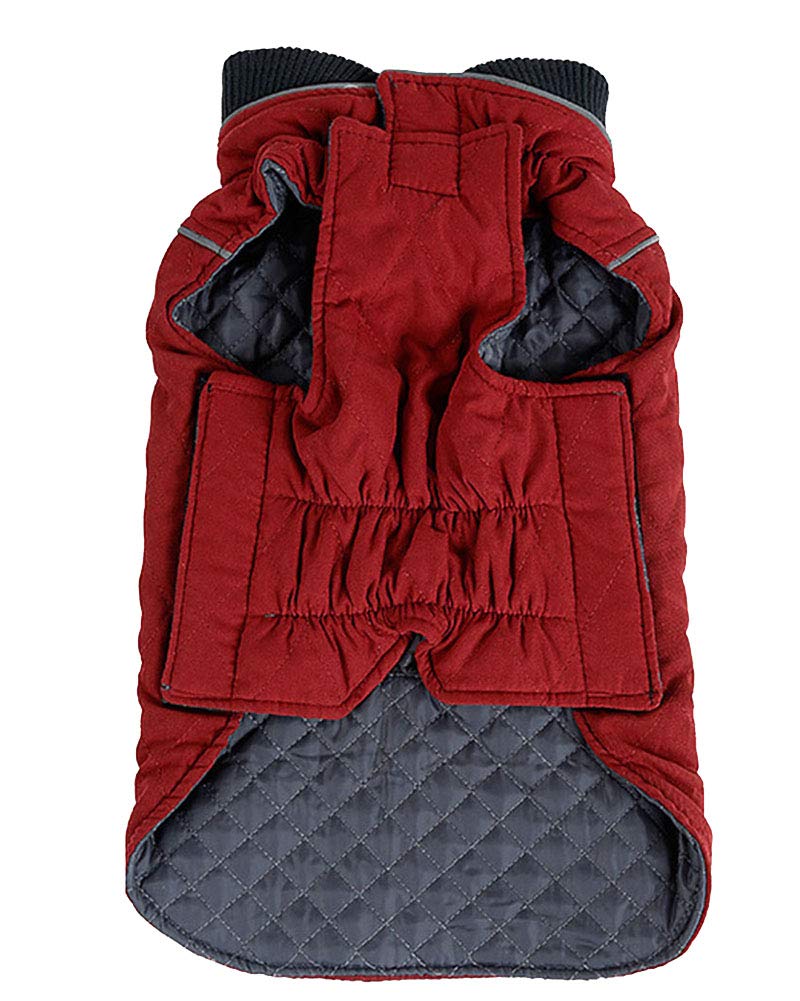 Reflective Warm Dog Coat Jacket Cold Winter Windproof Padded Puffer Vest Outfit Clothes with Harness Hole for Small Medium Large Dogs Red XS