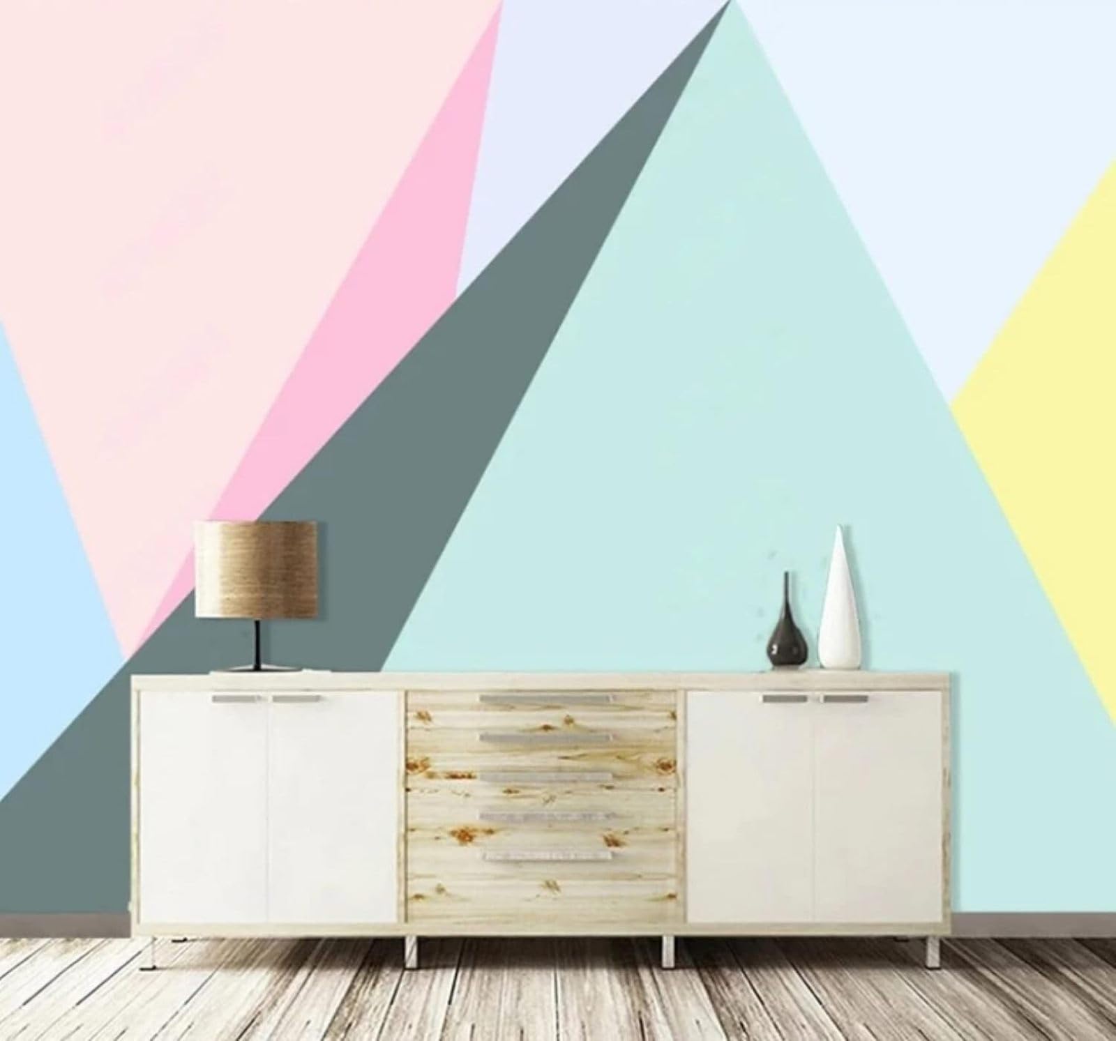 XLMING Abstract Fresh Colourful Geometric Triangles 3D Wallpaper Luxury Home Dining Decor Paste Sofa Living Room The Wall for Bedroom Mural-430cm×300cm