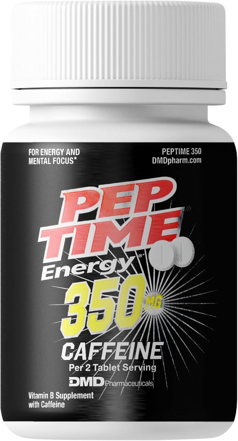 PEPTIME Energy Tablets, Vitamin B6 and B12 Caffeine Pills, 350 mg Caffeine per Serving, Physical Performance and Focus Supplement, 250 Count