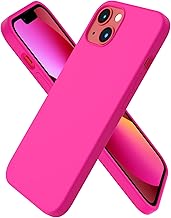 ORNARTO Custodia Compatibile con iPhone 13 Cover 6,1”, Protezione Completa Cover Sottile in Silicone Liquido in Gomma Gel Morbida con Fodera in Microfibra 6,1 pollici-Rosa caldo