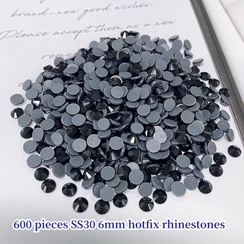 Miniatura 2 de Hotfix - 600 diamantes de imitación de cristal redondos SS30 de 0.236 in con parte trasera plana para manualidades, ropa, zapatos, camisas, tazas y