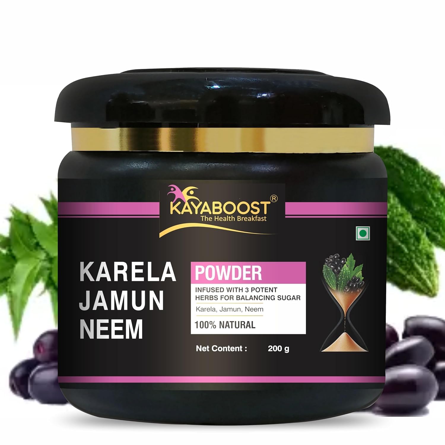 KAYABOOST Karela Jamun & Neem | Diabetes Care Ayurvedic Supplement with Arjuna, Gokhru & Triphala for Diabetes Care and Weakness 400g (Pack of 2)