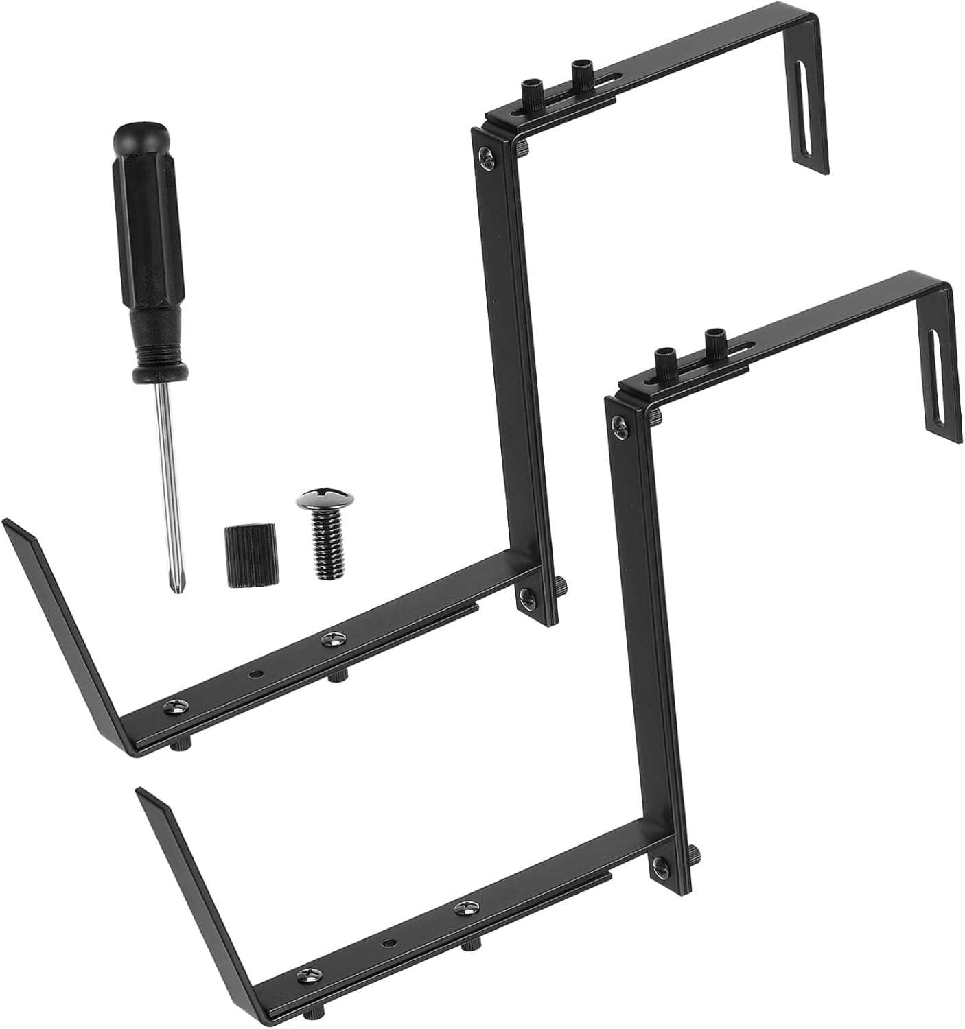 Mipcase 2pcs Adjustable Flower Box Brackets for Railing Easy to Install Plant Hooks for Outdoor Decks Balconies and Fences Stable Support for Hanging Flower Pots