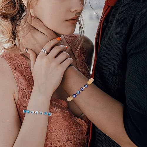 Miniatura 3 de Cheriswelry Cuentas contra el mal de ojo para hacer pulseras con 60 cuentas de mal de ojo, 80 cuentas de piedra de cuarzo, 60 cuentas espaciadoras,