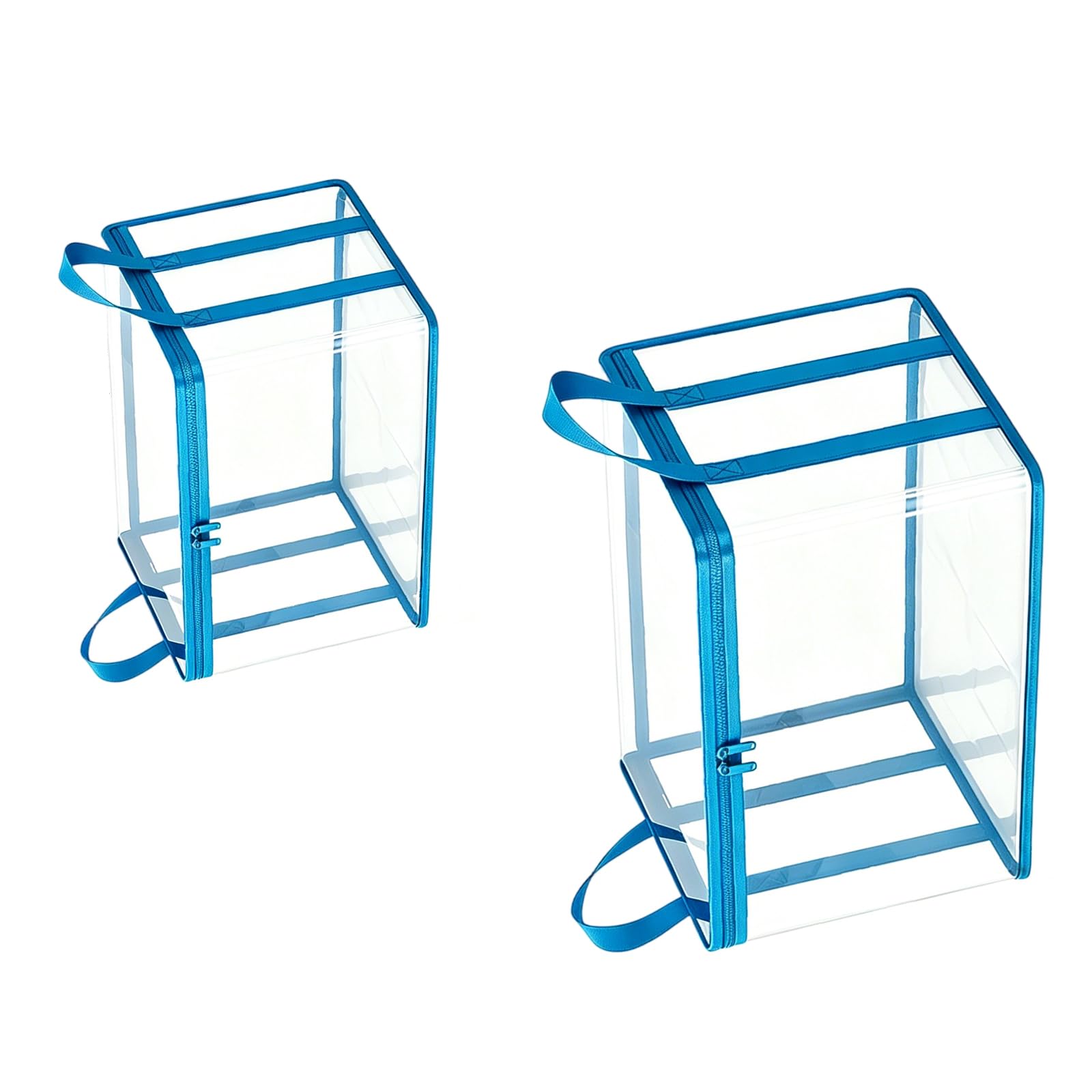 AOSAIXIS Stackable Clear Plastics Storage Bins with Zipper, 2-Piece Multi-Size Closet Organizer Container Box Set for Bedroom Moving Garment Sheets