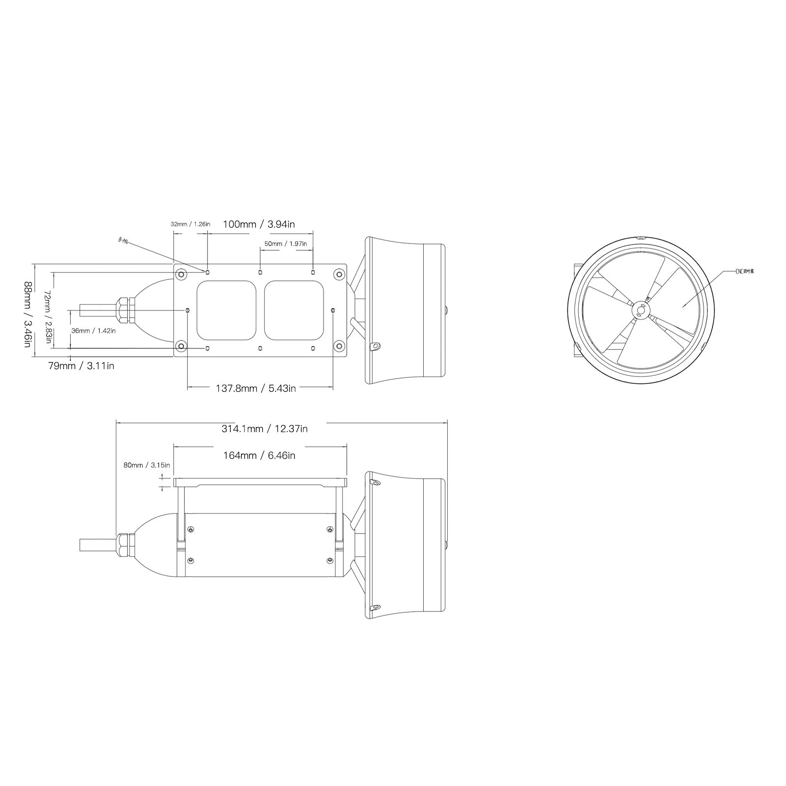 Luocute Purcostituding Impermeabilizzante, Motore a Motore Senza Spazzole Senza Spazzole per Robot Esche da Pesca Rc Barche a Rete a Rete di Elaborazione CNC Completamente Sigillata, (CW)