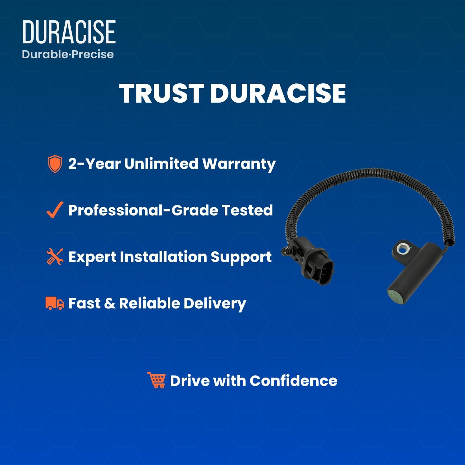 DURACISE Engine Crankshaft Position Sensor Compatible with 1997-2004 Jeep Grand Cherokee 4.0L, 1997-2002 Jeep Wrangler 4.0L | Replace #56027865AC, 56027868AB, 4897189AA, 4897321AA, PC176, 5S1807