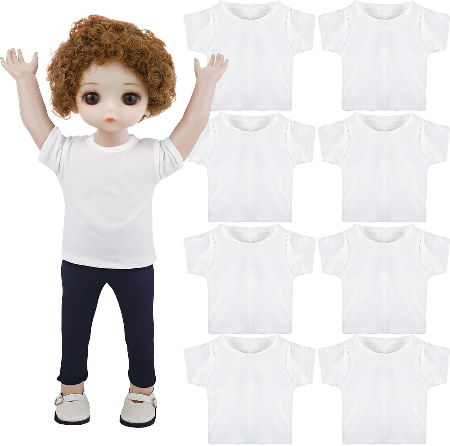 8 Pcs 18 Inch Boy Doll T Shirt Clothes Sublimation 18’’ Doll Outfits Accessories Classical Tee Shirts Fit 18 Inches Doll for Doll Decoration DIY Pretend Play