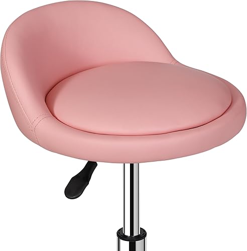 Miniatura 8 de HomGarden Taburete giratorio hidráulico ajustable para sala de masajes, oficina, spa facial, silla de tatuaje médico, taburete con cojín de respaldo