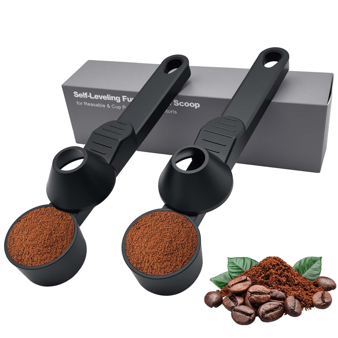 2PCS Coffee Scoop with Funnel for Ground Coffee,for Reusable K Cup Refiller