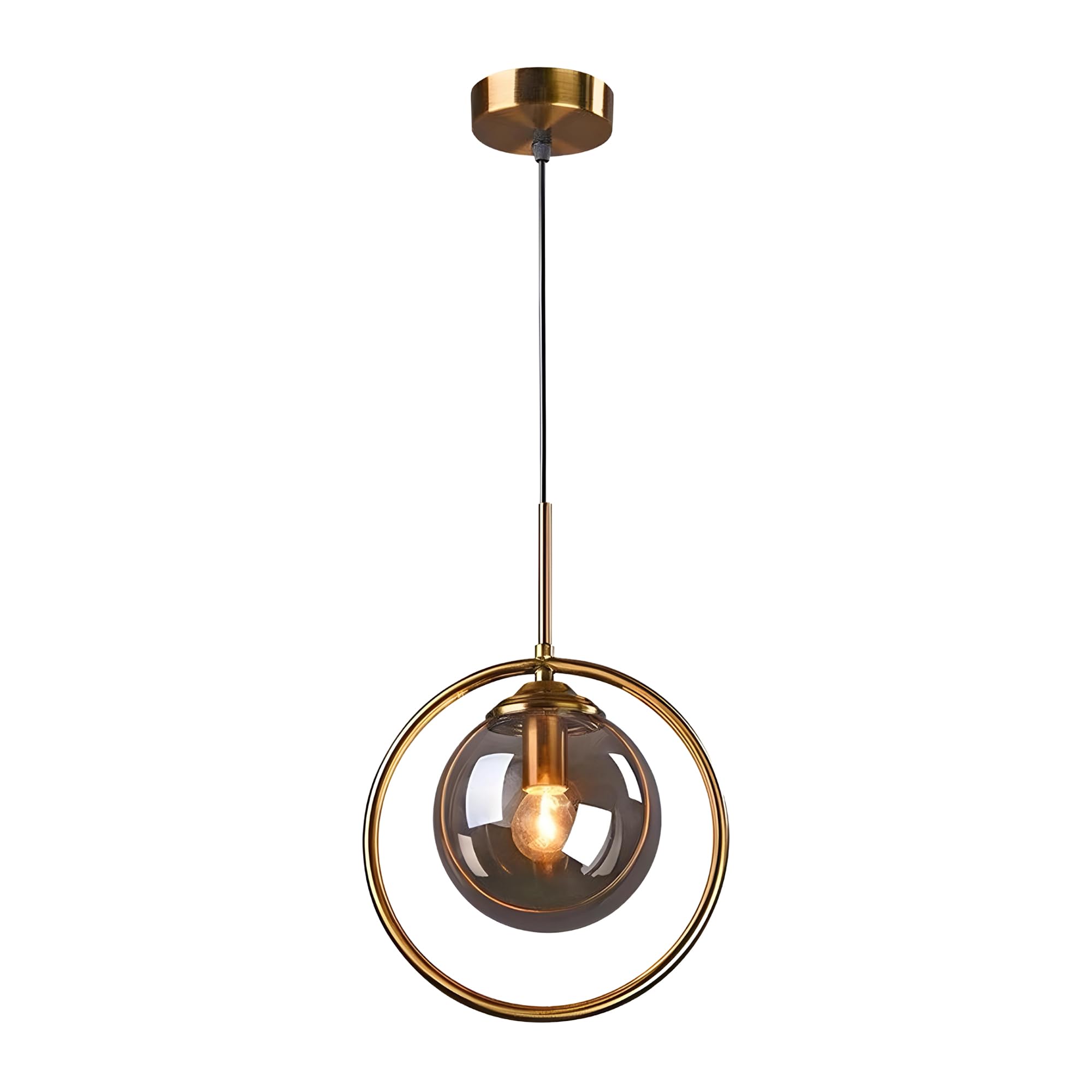 Mossodor Smokey Grey 30Cm Pendant Light Industrial Ceiling Light E14 (Included) Bulb Base Matal Ring Light For Kitchen, Dining Room, Bedroom, Restaurant, Bar