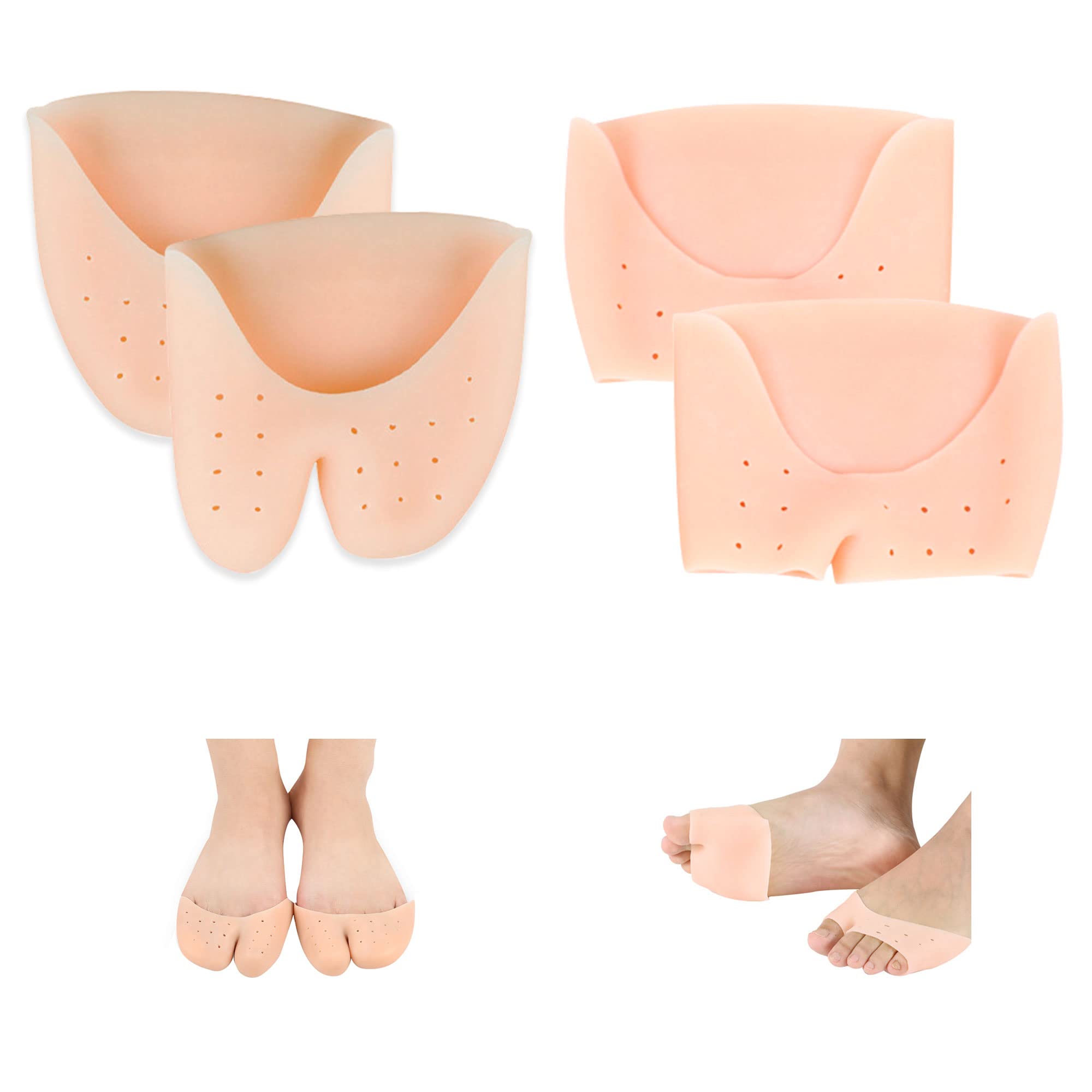 2 Pairs Gel Toe Caps Protectors Silicone Toe Sleeves Metatarsal Pads Ball of Foot Cushion Soft Forefoot Cushioning for Men Women Toe Sleeves Guards for Pain Relief