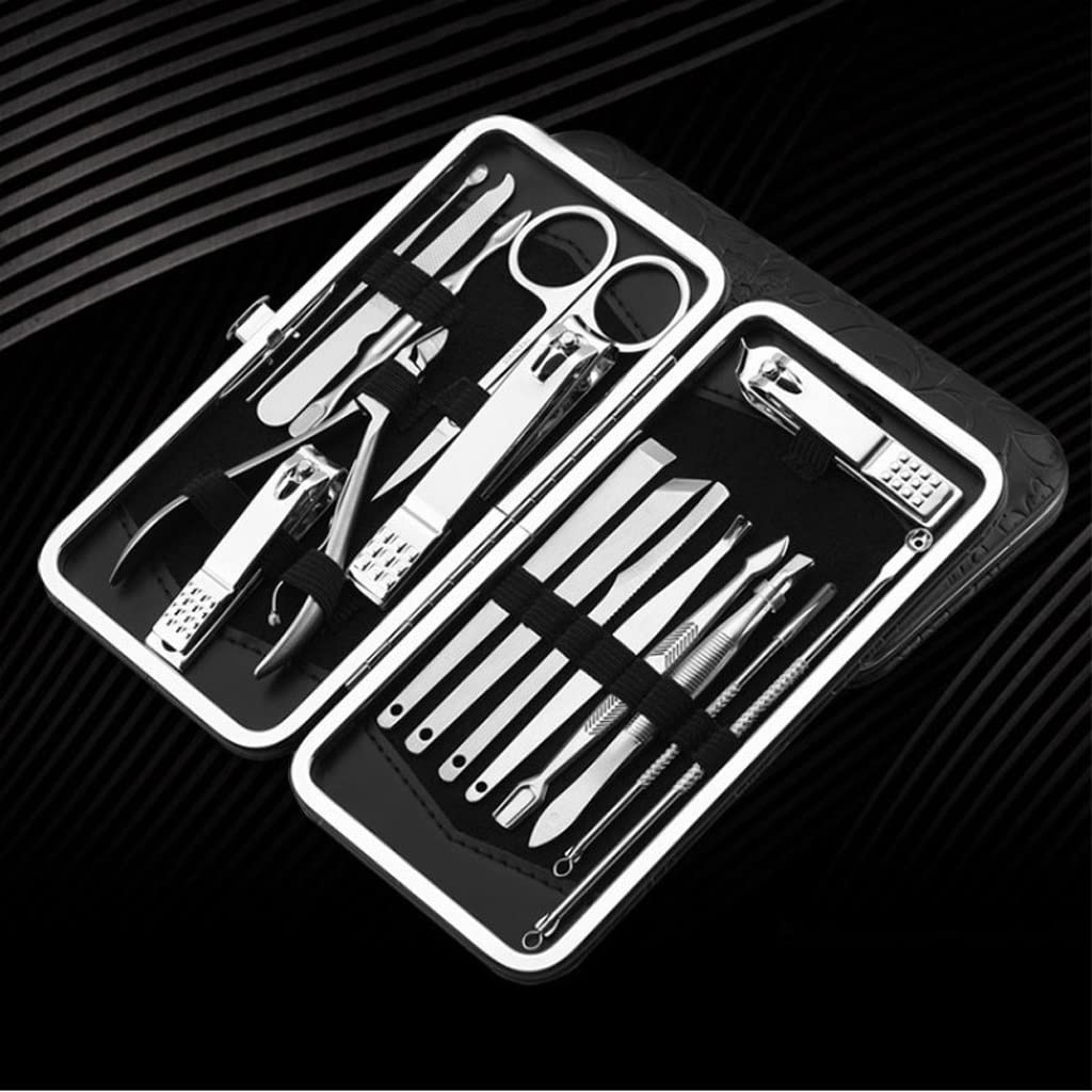 Juego de manicura de 16 Piezas Herramientas de Kit de uñas for Juegos Cuidado de pedicura con empujador Kits de Pulido de Archivos encarnados(3-Pack)