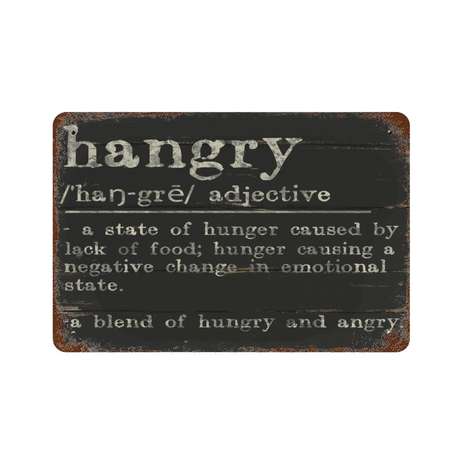 ENEDNATE Vintage Man Cave Aluminum Tin Metal Sign with Saying 8x12 Inch Hangry Definition Dictionary Word Meaning Retro Street Metal Signs for Indoor Outdoor Garden Patio Yard Cafe Pub Home Decor