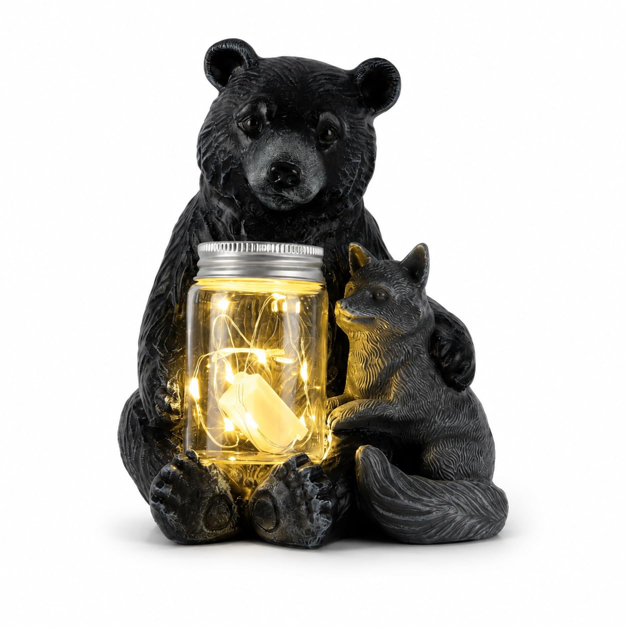 Statua da giardino a forma di orso con vaso LED, volpe, decorazione per