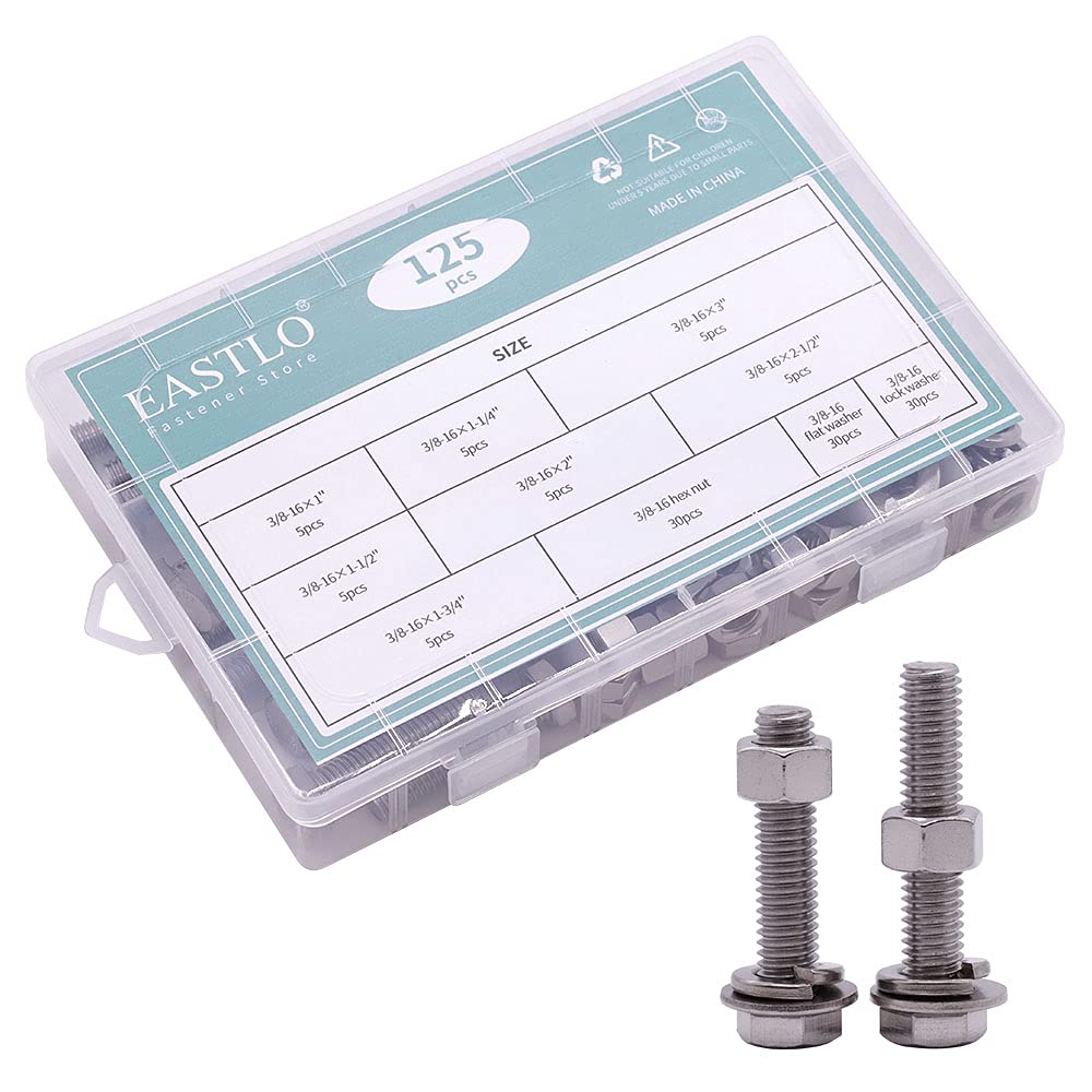 Stainless Steel Hex Bolts & Nuts Kit - 125 PCS -6