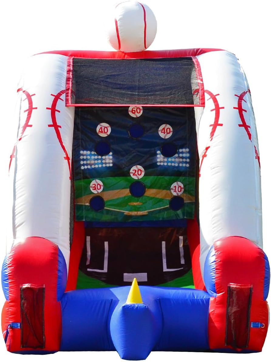 JumpOrange Inflatable Baseball Toss Game with Blower - 100% Commercial Grade PVC Vinyl ,Multi-Target Shootout Carnival Game for All Ages , Portable Indoor/Outdoor Fun for Home & Rental Use