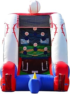 JumpOrange Inflatable Baseball Target Game (with Blower and Foam Bat), Kids and Adults, Commercial Grade, Rental Game, Throwing Target Holes, Toss Game, Outdoor Indoor, 15oz PVC Vinyl, <90 LBS