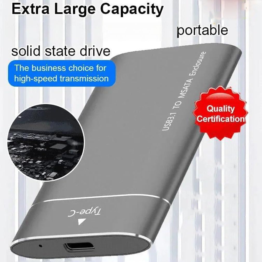Portable Mobile Solid State Drive, 2TB Portable SSD, External Hard Drive USB C Portable SSD, Up to 3.0 High-Speed Transmission, USB 3.1, External Solid State Drive for Smartphone, Tablet (Black) — view 2