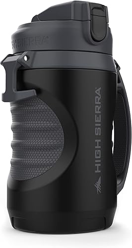 High Sierra Botella de agua aislada de 64 onzas, jarra de agua de 64 onzas, aislamiento de doble pared, tapa abatible a prueba de fugas, boquilla de