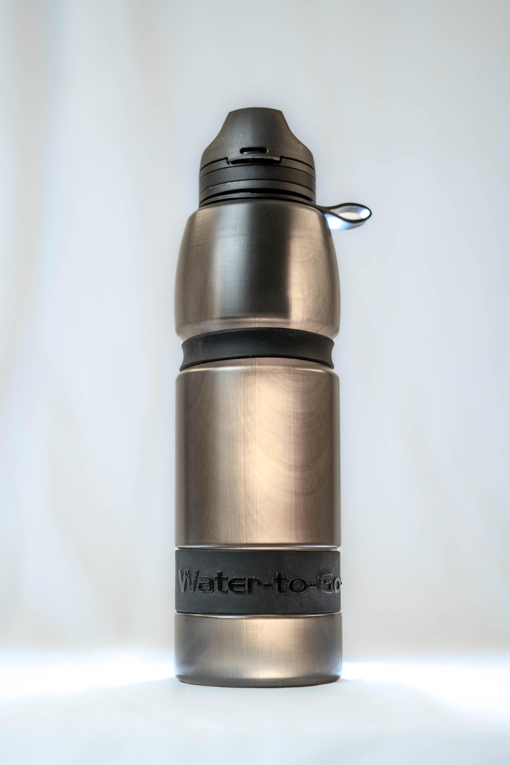 Water-to-Go Active, Gourde 1 Litre, Grise, Bouchon en Huile Végétale Recyclée