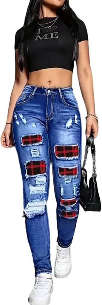 Skinny Jeans for Women High Waisted Ripped Street Style Trendy Fashion Denim Pants