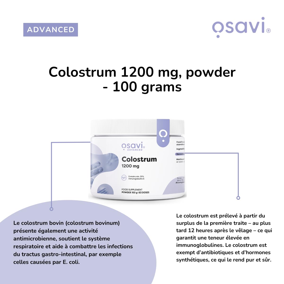 Osavi Colostrum Powder, 1200mg - 100g