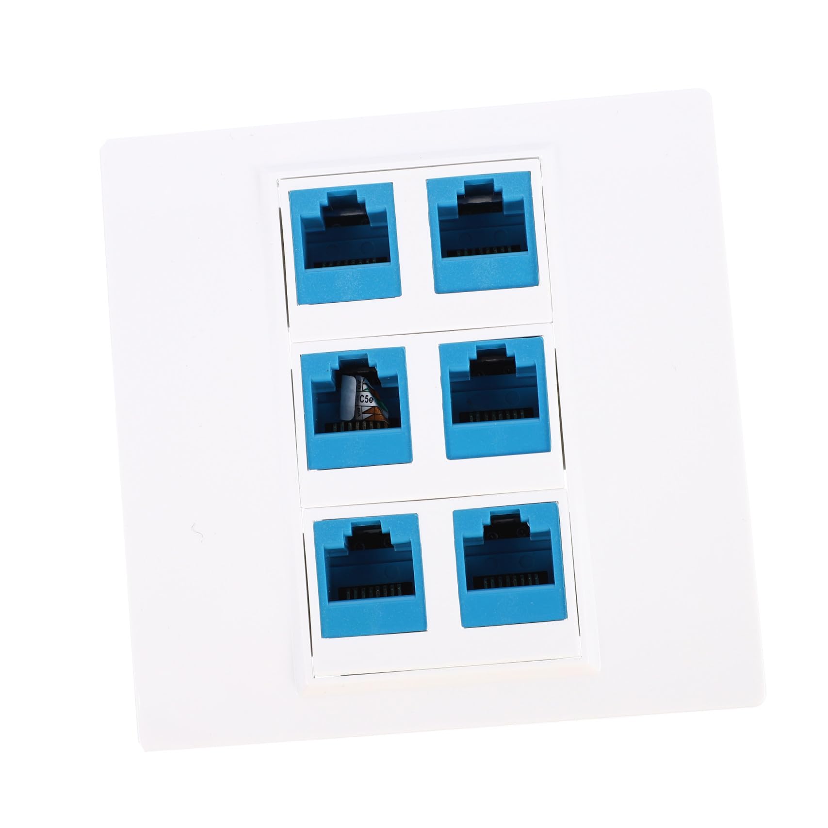 Panel de conexiones Ethernet Cat6 blanco de 6 puertos con compatibilidad múltiple de red