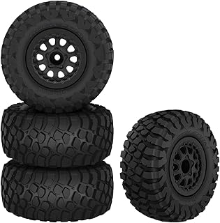 GLOBACT RC Truck Tires 12mm Hex RC Wheels and Tires with Foam Inserts for 1/10 Slash Tires Axial Losi Redcat Rc4wd HSP Tamiya HPI Kyosho RC Truck (4 Pcs)