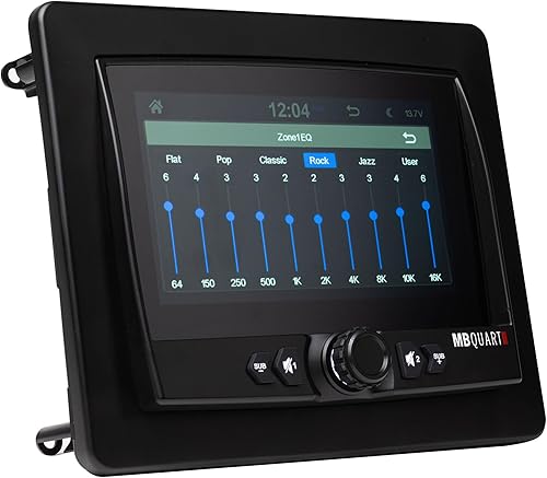 Miniatura 9 de MB Quart Sistema de audio de doble zona estéreo de coche con pantalla táctil portátil para barco y UTV, negro