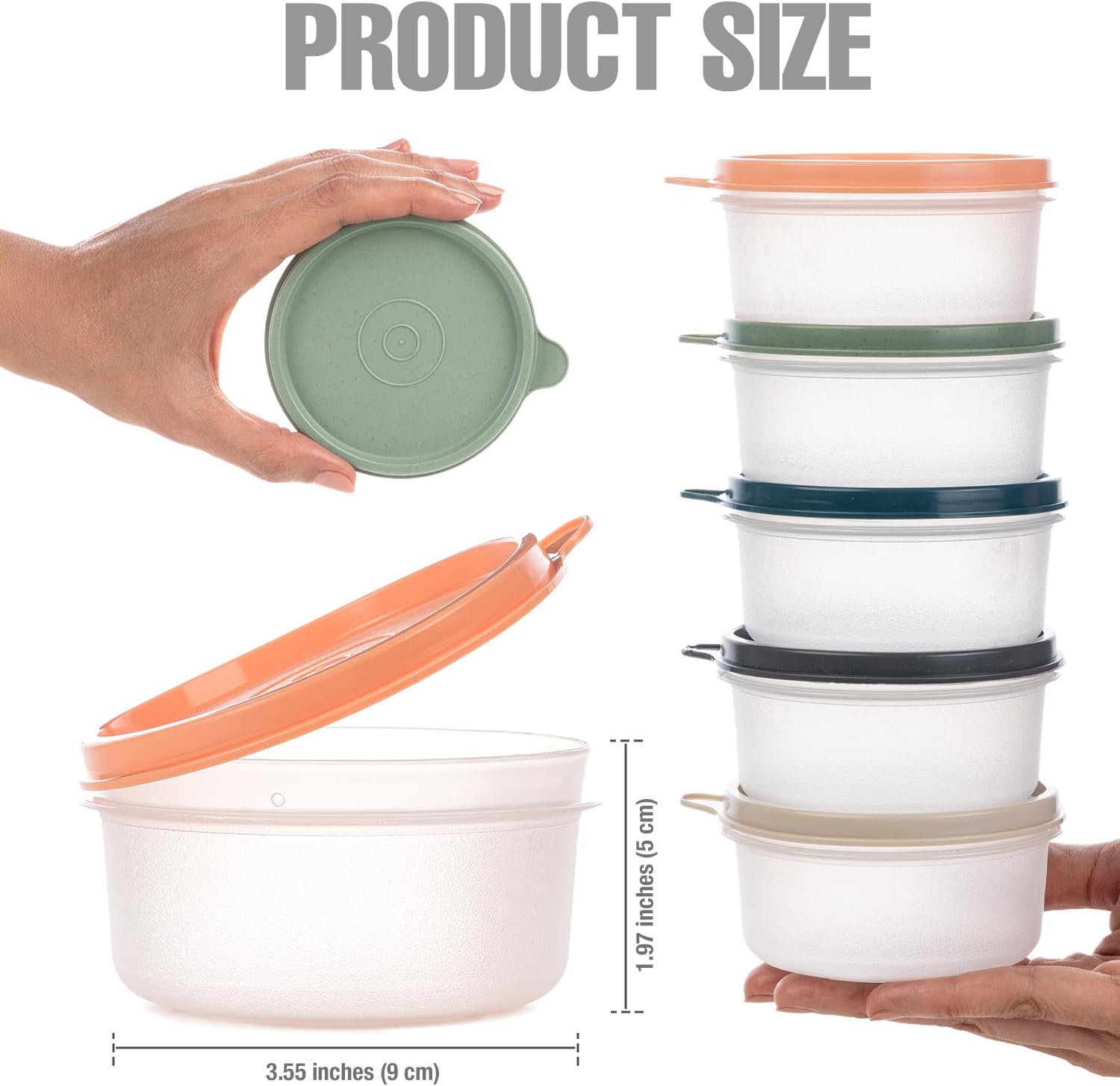 Set of 12 Small Round 9 oz Clear Deli Containers with Lids, Airtight Leakproof Reusable Food Storage, Plastic To Go Bento Box, Mini Lunch Box, Snack Storage Bowl, for Kitchen, Picnic (12, Clear)