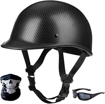 Half Cap Motocross Helmets Adult Half Shell Open Face Motorcycle Cycling Motocross Helmet Men Women DOT Approved with Goggles Facemask