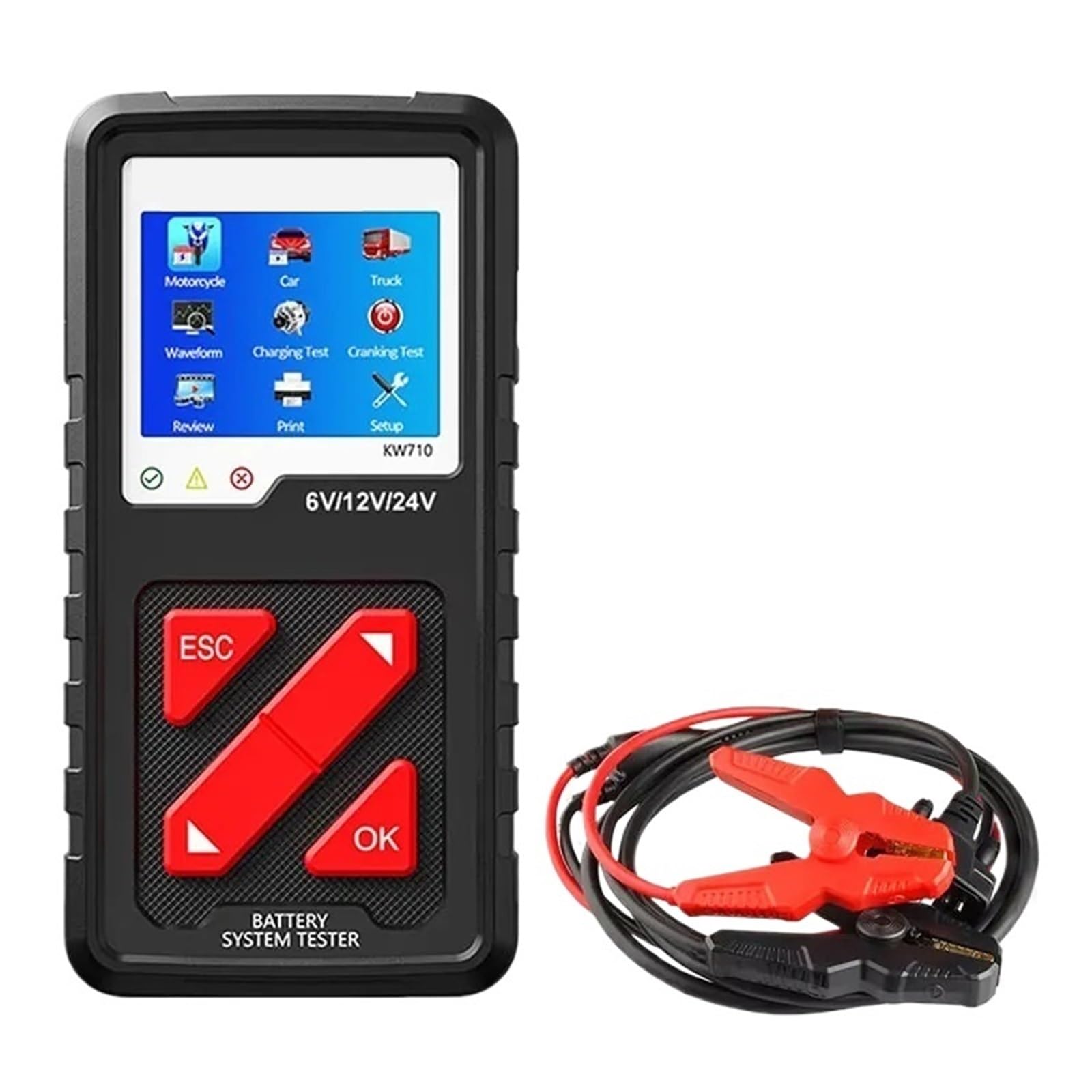 Probador De Batería De Coche, Herramienta De Diagnóstico De Carga con Clip Mejorado, 6V/12V/24V 100-2000CCA
