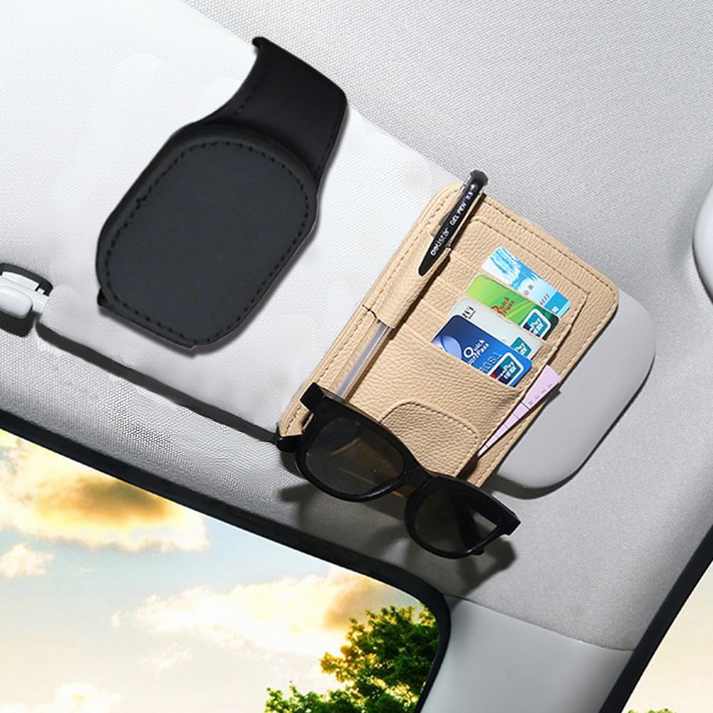 SHUAXI 2 Packs Sunglasses Holders and Car Sun Visor Organizer for Car