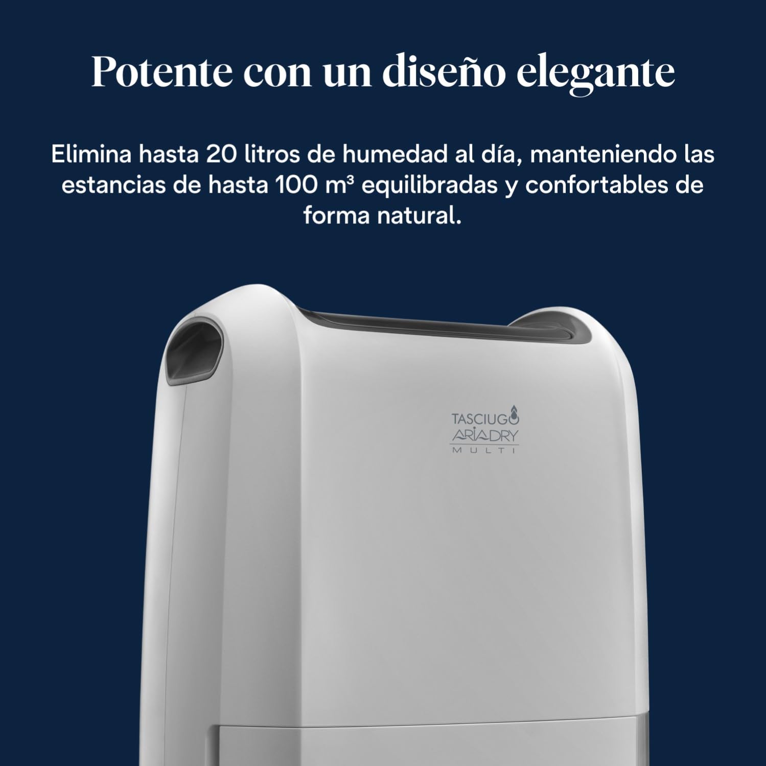 De’Longhi Tasciugo AriaDry Multi - Deshumidificador Doméstico Portátil, 25L/Día de deshumidificación, Función Secado de Ropa, Anti-Moho, Silencioso, Temporizador, Blanco (DDSX225)