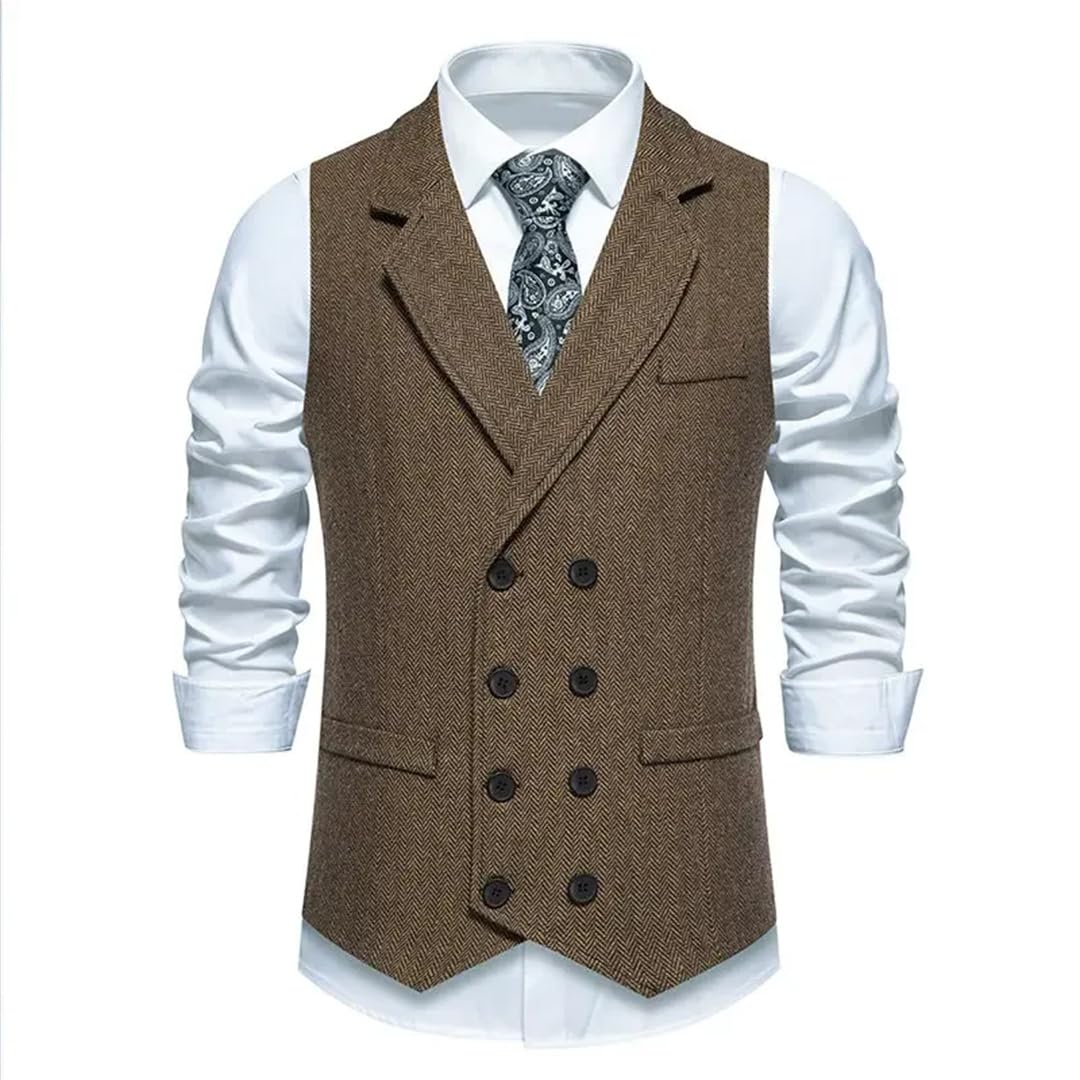 Męski garnitur w jodełkę vintage dwurzędowa kamizelka ślubna formalna hombre gotycka kamizelka
